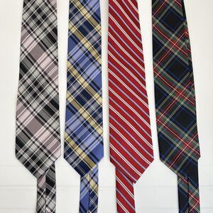 Lot of 4 Mens 100% Silk Neckties 3 Chaps Plaid/Striped & Polo Ralph Lauren Italy